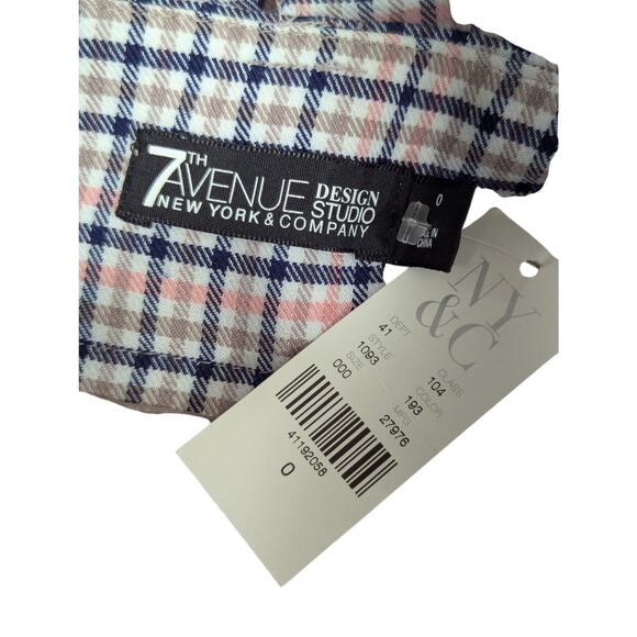 NWT! NEW YORK & CO! BLACK, WHITE, TAN & PEACH PLAID STRAIGHT LEG TROUSERS! SZ 0 - Picture 8 of 11